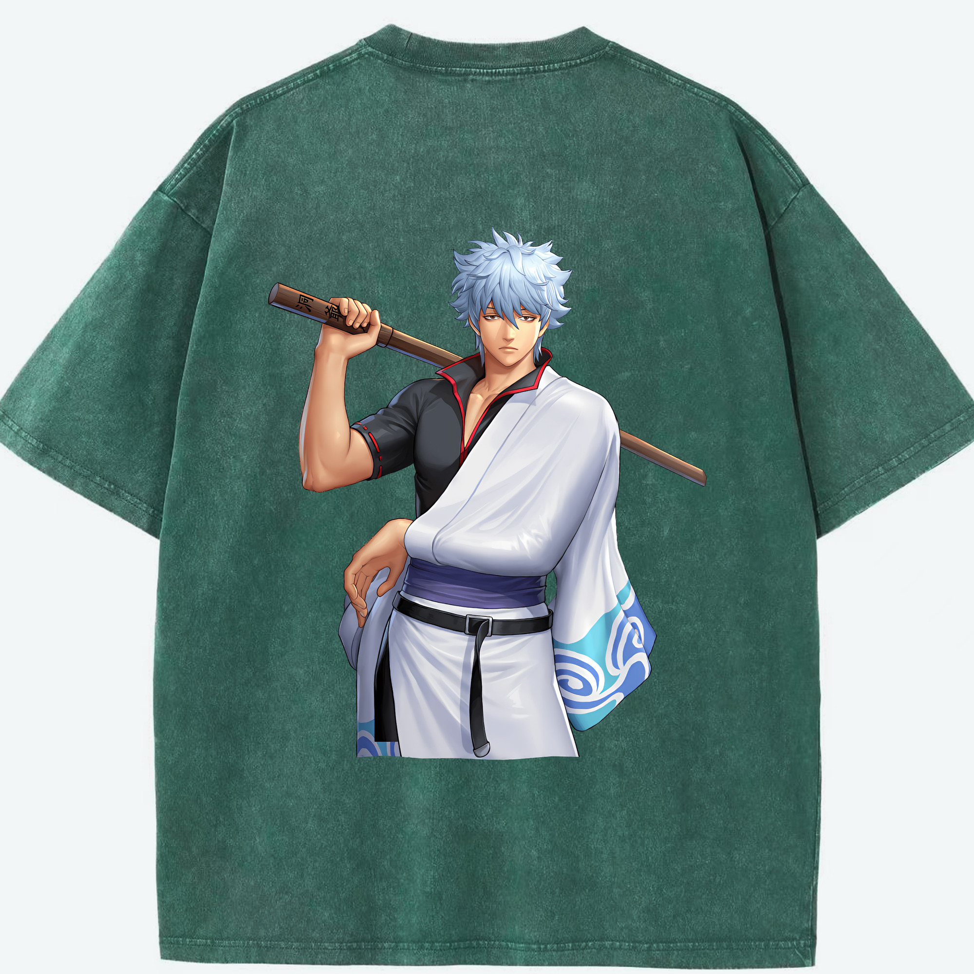 （画像用） ぎんたま 坂田銀時（さかたぎんとき） 神楽 志村新八（しむら しんぱち） GINTAMA Sakata Gintoki Kagura Shimura Shinpachi 綿100% ヴィンテージ風 半袖Tシャツ（背面プリント）